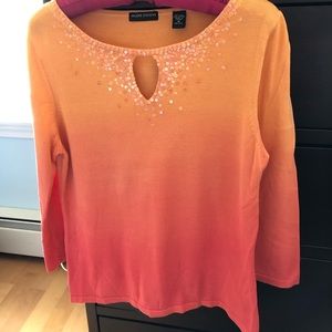 EUC-Valerie Stevens Orange Ombré Sweater